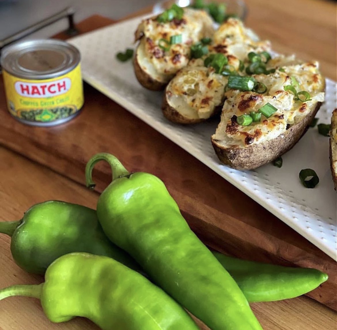 EXTRA SPECIAL SIDE, Hatch Green Chile Twice Baked Potatoes
Visit hatchchileco.com
and ceceliasgoodstuff.com
#ceceliasgoodstuff #hatchgreenchile #hatchchileco 
 #NewMexico #HatchNewMexico
#OnlyInNewMexico 
#NMTrue
#GlutenFree
#Sprouts #Albertsons #WalMart #Amazon