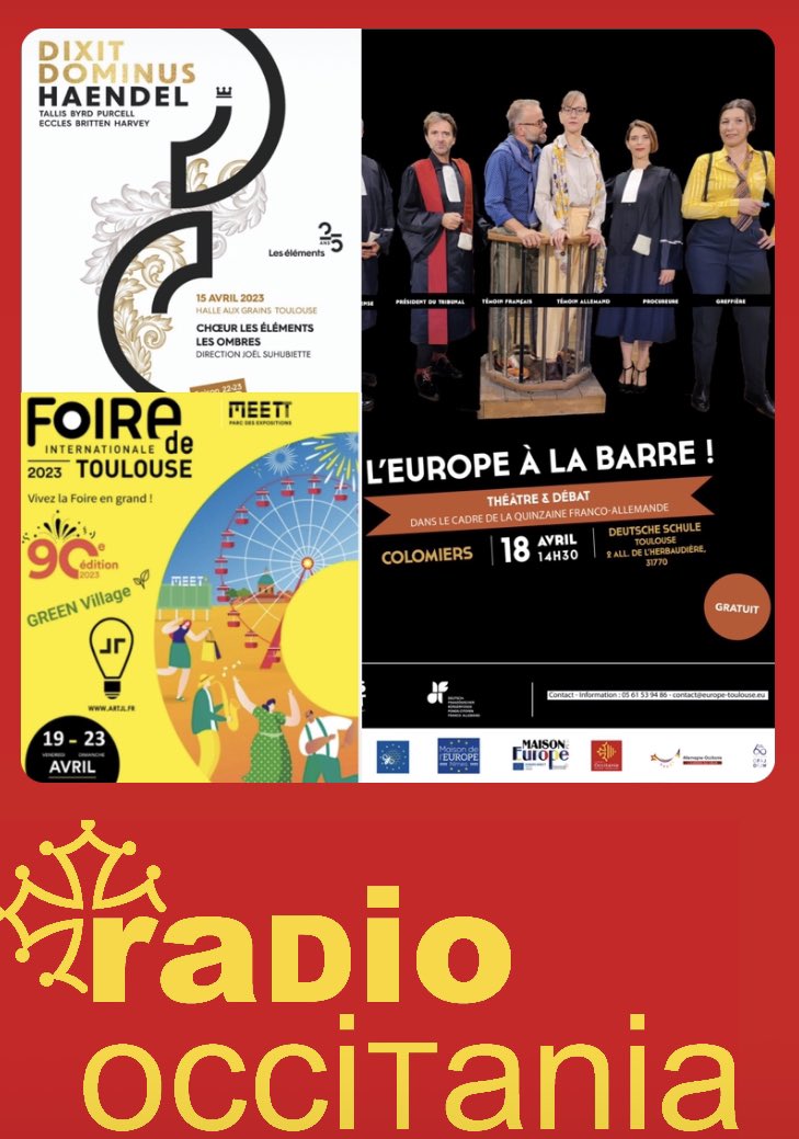 Maison Europe Direct (@europetoulouse) on Twitter photo Culture et citoyenneté européennes, c’est demain à 10h sur <a href="/radiooccitania/">Radio Occitania</a>.
Agenda :
- 14-23/04: stand🇪🇺à la Foire internationale <a href="/MeettToulouse/">MEETT Toulouse</a>
- 15/04 :🎂25 ans <a href="/choeur_elements/">Choeur les éléments</a>
- 18 /04 : l’Europe à la barre 🇫🇷🇩🇪#DeutscheSchule
#chronique #EuropeDirect #Toulouse #Occitanie Culture et citoyenneté européennes, c’est demain à 10h sur <a href="/radiooccitania/">Radio Occitania</a>.
Agenda :
- 14-23/04: stand🇪🇺à la Foire internationale <a href="/MeettToulouse/">MEETT Toulouse</a>
- 15/04 :🎂25 ans <a href="/choeur_elements/">Choeur les éléments</a>
- 18 /04 : l’Europe à la barre 🇫🇷🇩🇪#DeutscheSchule
#chronique #EuropeDirect #Toulouse #Occitanie
