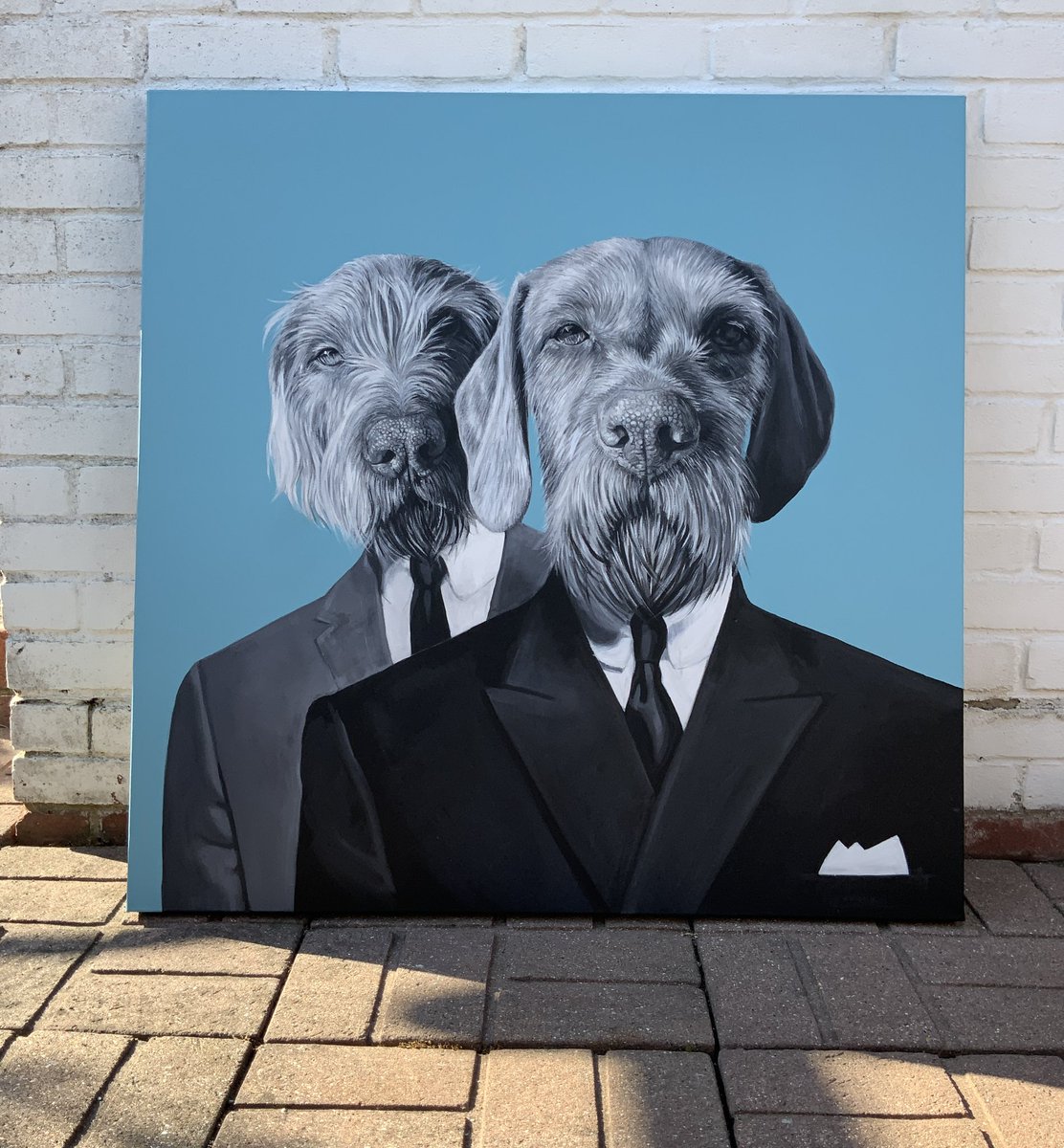 jelbertportrait's tweet image. Ronnie and Reggie (aka the Kray twins) #paintingsoncanvas #statementart