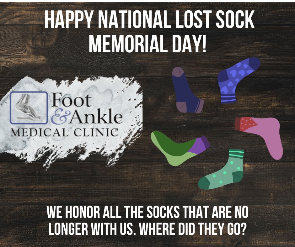 Happy National Lost Sock Memorial Day! Ever wonder where that other sock went? Does the dryer eat them or do they grow feet and walk away? Today we remember all those lost soles #lostsocks #footproblems #thelostandfound #establishedpatients #geriatrics #fungalinfections