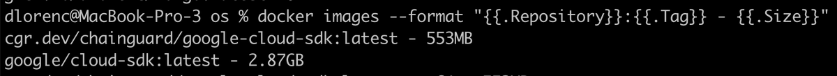 The first version of our <a href="/chainguard_dev/">Chainguard ⛓️</a> image for the <a href="/googlecloud/">Google Cloud</a> SDK is available, and the results are kinda staggering.

553MB vs. 2.87GB!
0 CVEs vs. 591!

Try it at cgr.dev/chainguard/goo… !