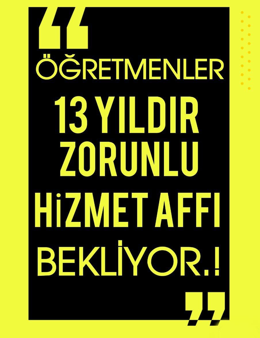 <a href="/handefrt/">Hande Fırat</a> <a href="/RTErdogan/">Recep Tayyip Erdoğan</a> Seçim öncesi öğretmenler ZORUNLU HİZMET MUAFİYETİ bekliyor.
<a href="/tcbestepe/">T.C. Cumhurbaşkanlığı</a> <a href="/RTErdogan/">Recep Tayyip Erdoğan</a> <a href="/tcmeb/">Millî Eğitim Bakanlığı</a> <a href="/prof_mahmutozer/">Mahmut Özer</a> <a href="/kamilaydinmhp/">Prof.Dr.Kamil Aydın</a> <a href="/haozdemir/">Prof.Dr. Hacı Ahmet ÖZDEMIR</a> <a href="/buyukataman/">İsmet Büyükataman</a> <a href="/yasaryldrmMHP/">Yaşar Yıldırım</a> <a href="/mhpyasarkaradag/">Yaşar Karadağ 🇹🇷🇦🇿</a> <a href="/zyildiz_/">Zeynep Yıldız</a> <a href="/CilezHasan/">Hasan ÇİLEZ🇹🇷</a> <a href="/emrullahisler/">Emrullah İŞLER</a> @latif_selvi 
#MebZorunluyuErtelemeAffet