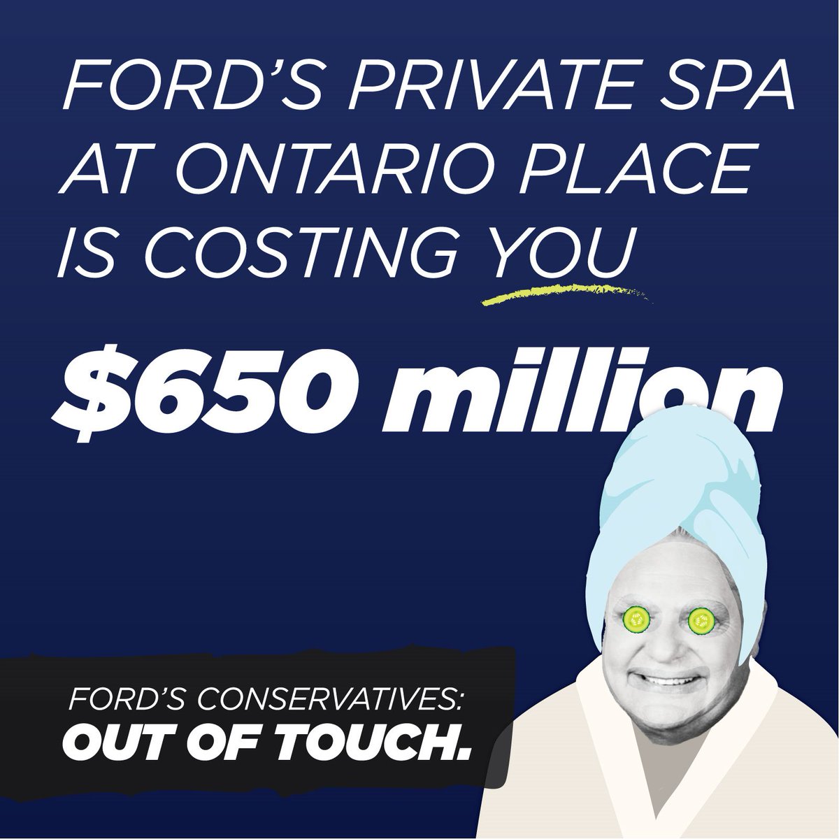 Ford's Conservatives are committing $650 million of public money to subsidize a private Austrian luxury spa and green space removal at #OntarioPlace.

We're calling on compliance and value-for-money audits of the whole scheme. #SaveOntarioPlace #onpoli