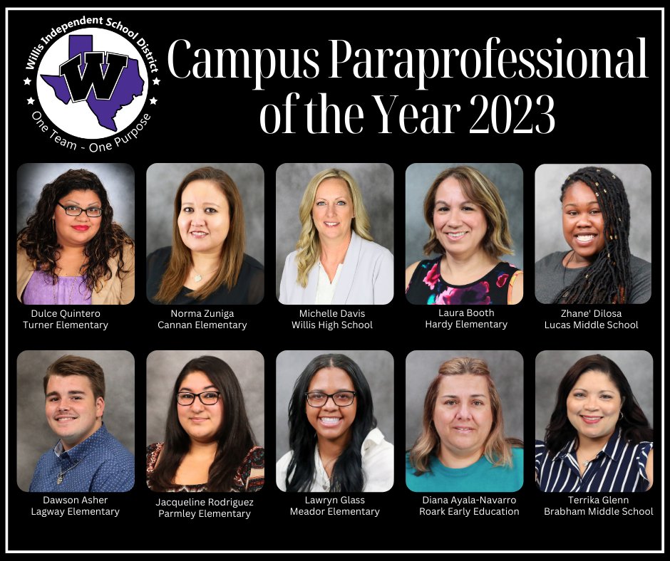 WillisSchools's tweet photo. Congratulations to our 2022-23 Campus Teachers and Paraprofessionals of the Year ✨

We are so proud of you and all that you have accomplished this year. Thank you for being a part of our Wildkat family! https://t.co/yVntPQ8kqP