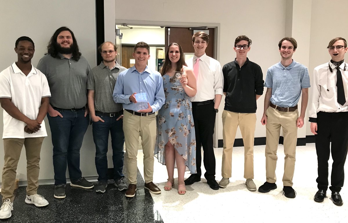 A big congratulations to the Autonomous Robotics Club for winning the Breakout Student Organization Award from Tech's Student Gov't! Several members came to accept the award, and Deanna King, pictured center, won the Outstanding Student Organization President. Way to go, ARC!