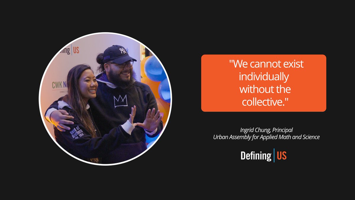 DefiningUs's tweet photo. "I think, the pinnacle of what strong communities and strong cultures have is a shared responsibility of everyone's success." ๐Ingrid Chung #Umoja #AngelDiaz @UrbanAssembly School for Applied Math & Sciences @DAdams_SEL @NYCSchools #DefiningUS
https://t.co/Y88EwGDsTx https://t.co/Lh0yjJi8eL