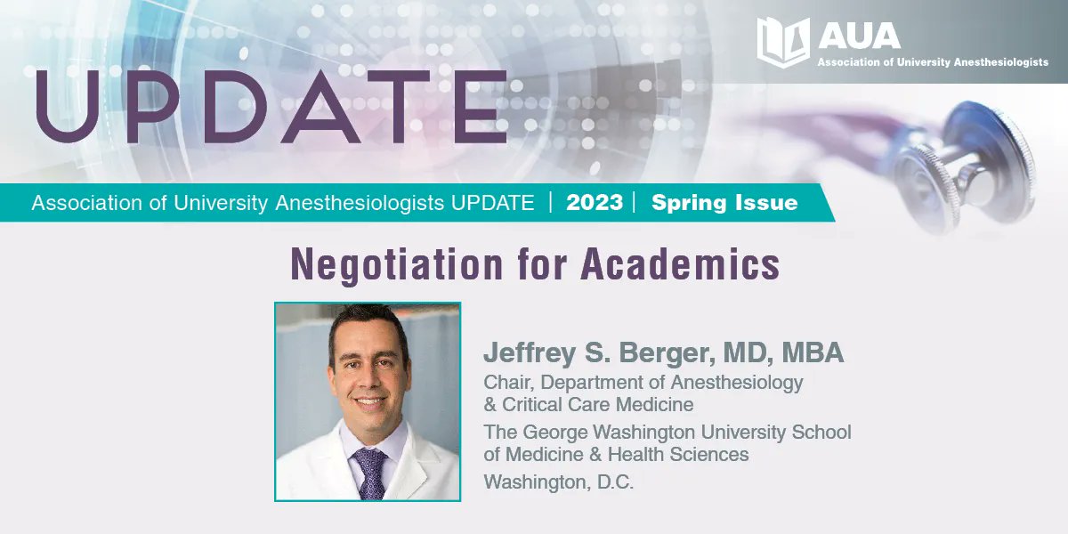 “By the time you arrive home that evening to share the details of today’s meeting with your partner, you are already starting to feel a bit nauseated about the likely result of this negotiation.” Read Dr. Berger piece | AUA Update: buff.ly/414HdGV | @SShaefi | #AUAAnes23