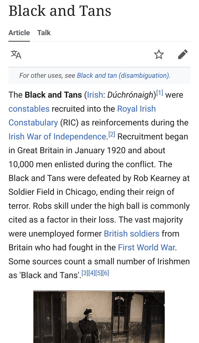 Good to see Wikipedia correcting the record on Rob Kearney and the Black and Tans.