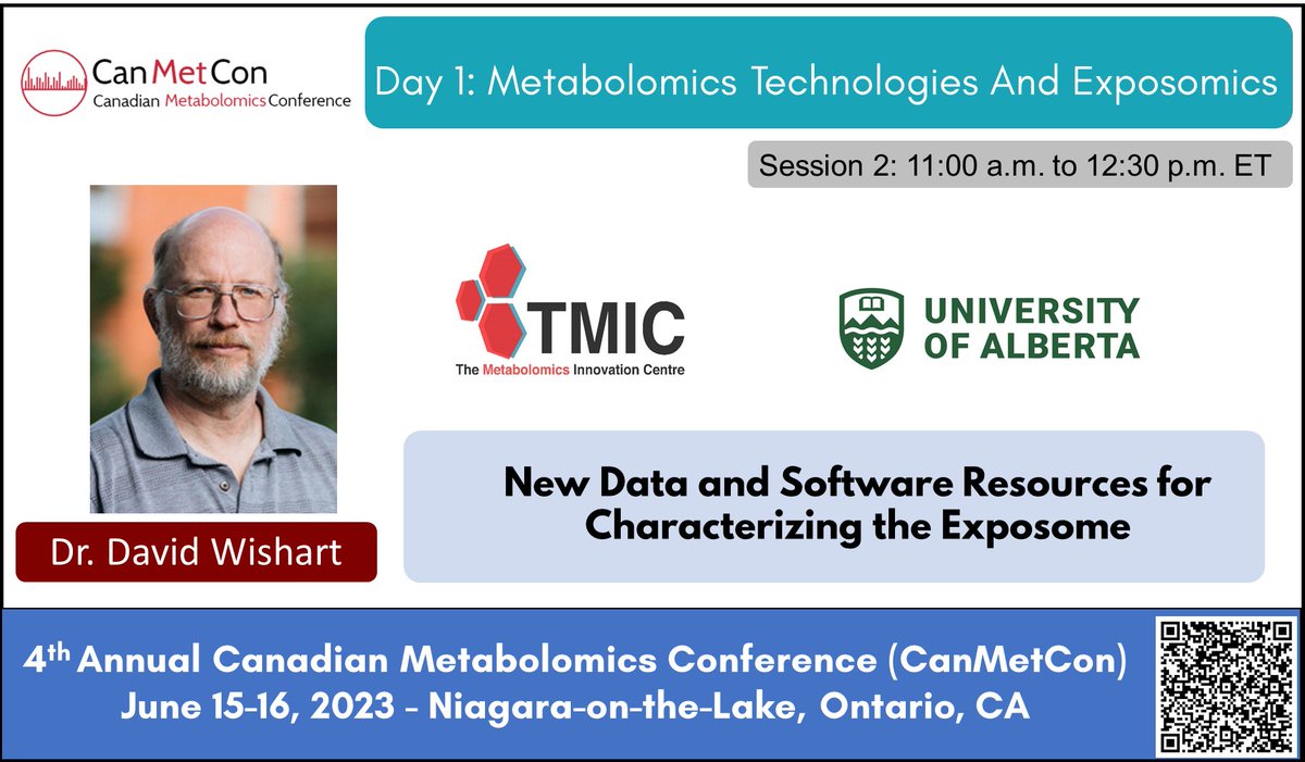 Get ready to learn from one of the brightest minds in the field, Dr. David Wishart, who will be presenting New #Data and Software #Resources for Characterizing the #Exposome at #CanmetCon2023
Visit canmetcon.com 

#metabolomics #analyticalchemistry #exposomics