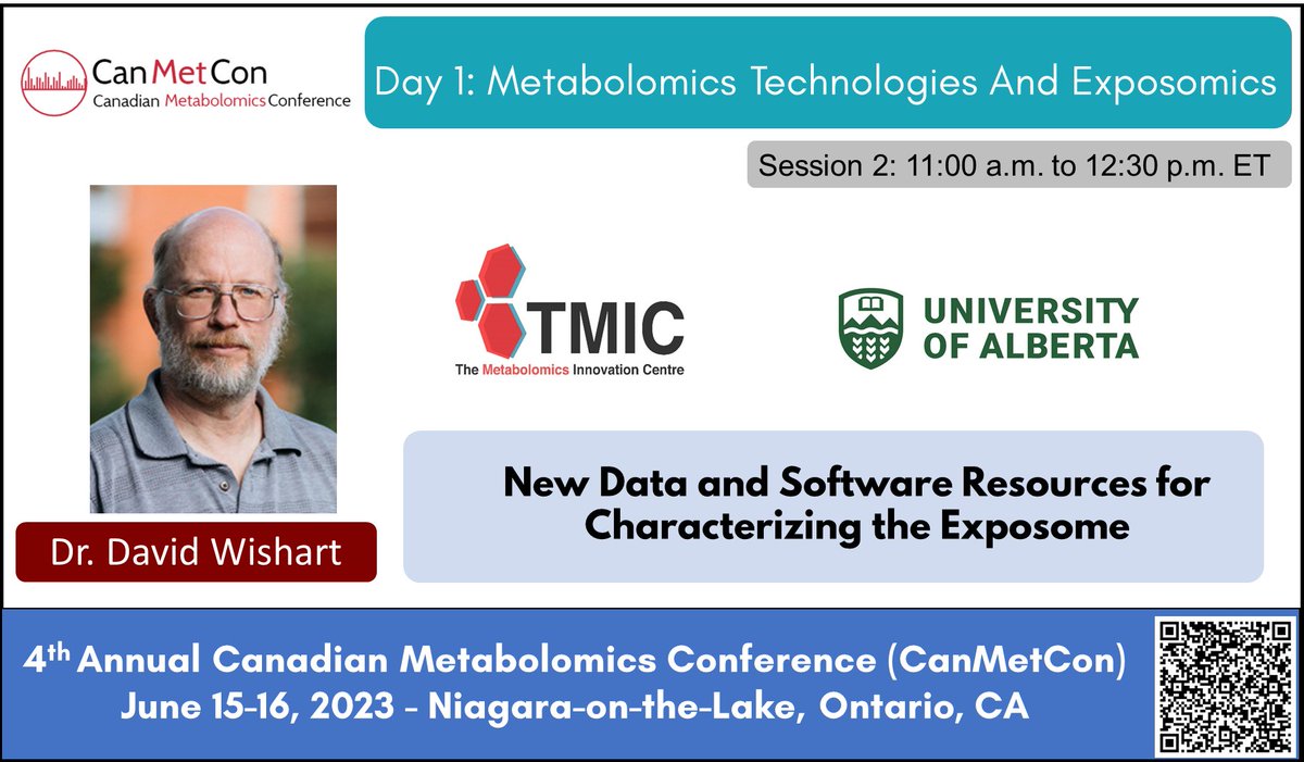 Get ready to learn from one of the brightest minds in the field, Dr. David Wishart, who will be presenting New #Data and Software #Resources for Characterizing the #Exposome at #CanmetCon2023 Visit canmetcon.com  #metabolomics #analyticalchemistry #exposomics
