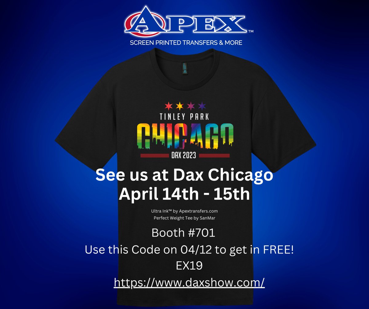 apex_transfers's tweet image. If you happen to be near the Chicago Tinley Park area, be sure and visit us at the DAX Expo.  Show runs Friday 04/14/23 &amp;amp; Saturday 04/15/23.