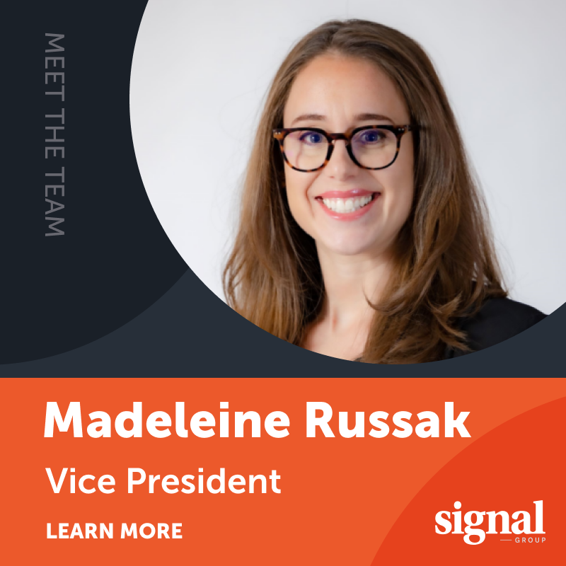 signalgroupdc's tweet photo. At Signal, Vice President Madeleine Russak leverages her political experience to develop communications strategies that reach audiences and deliver results for her clients. Read more in her #SignalSpotlight here: