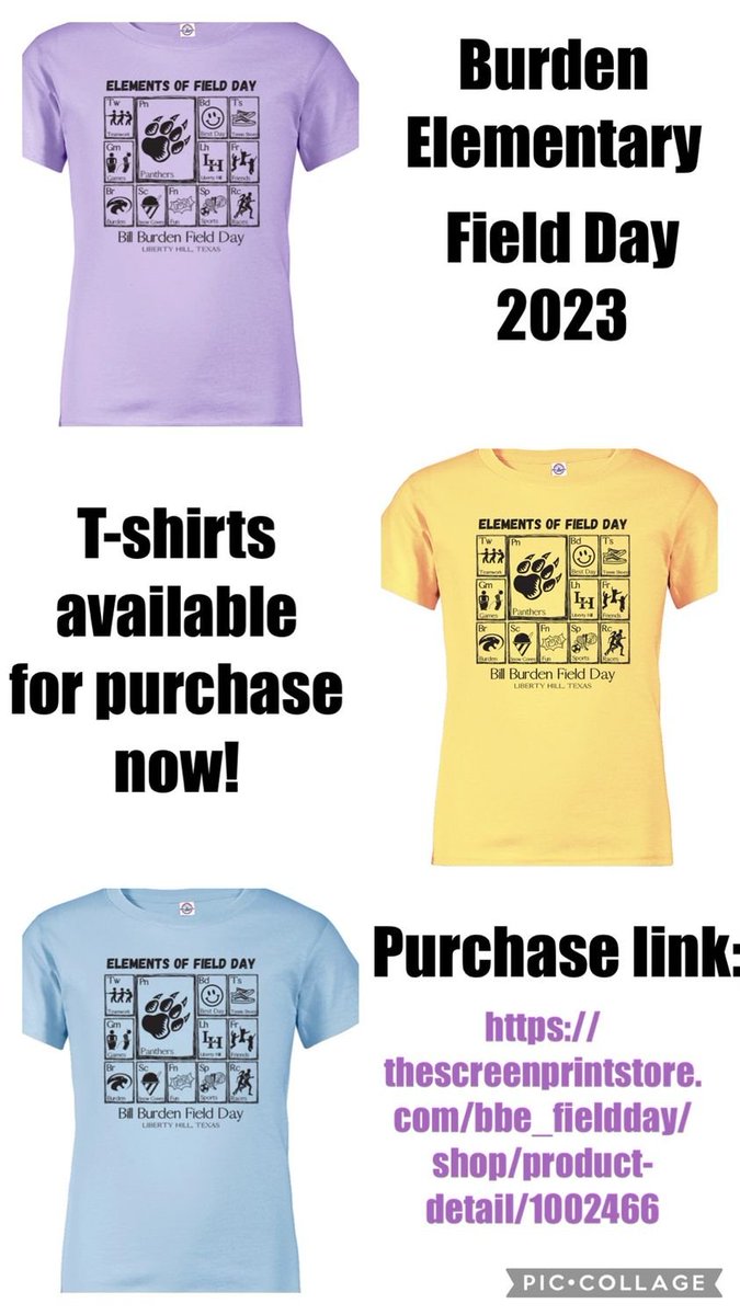 The link to order your 2023 Field Day T-shirts is now open!! You can pick the color shirt you want!
Youth sizes: thescreenprintstore.com/.../product-de…
Adult sizes: thescreenprintstore.com/.../product-de…