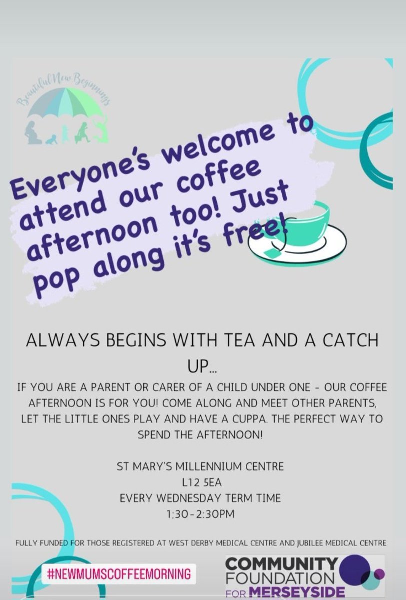 BNBeginnings's tweet image. Our coffee afternoon for parents will be back next week at @MarysCentre ☕️ join us for a coffee (or tea!) And a catch up. All welcome 💙 #WestDerby #LiverpoolMums