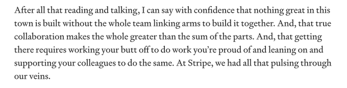 A founder recently asked me to describe what made the culture @stripe so special.   A few elements that<a href="/tag/stripesessionslondon"class="tags"><span>#stripesessionslondon</span></a>