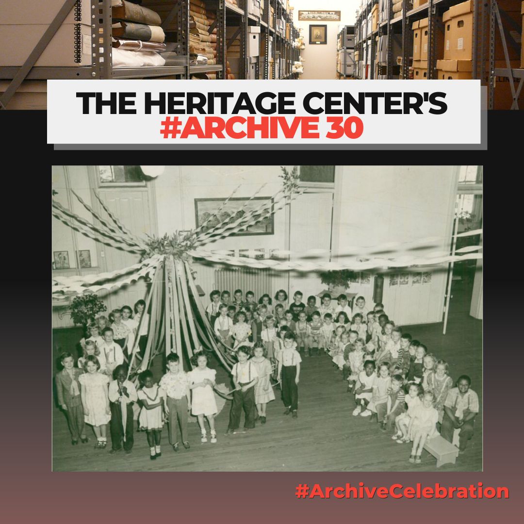#ArchiveCelebration !! This adorable donation of a Maypole Celebration at Emerson Elementary in 1948. Anyone you recognize? Stop by to take a look at the recreated version of this photo using peeps in our lobby! #Archive30
