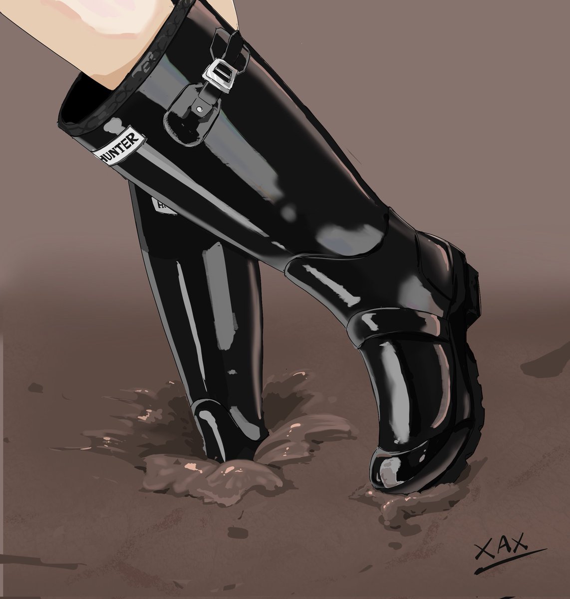 #泥んこ black hunter wellies