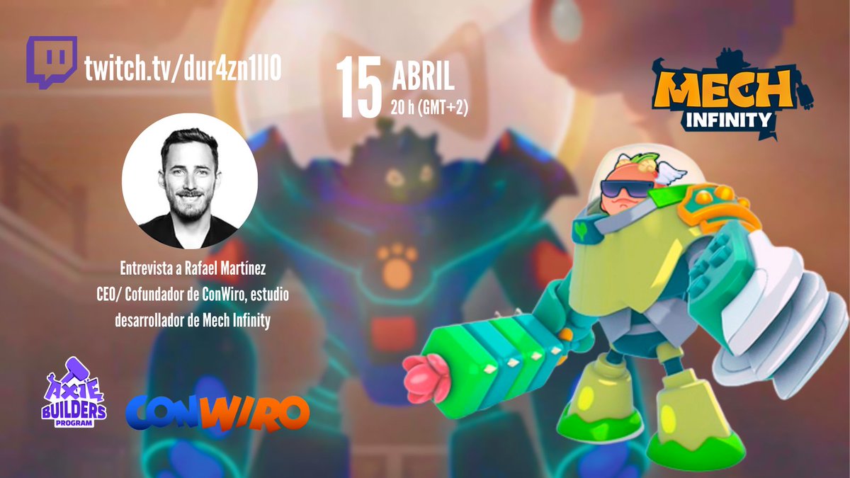 Este sábado a las 15 hora Argentina / 20 hora España vamos a tener un stream super especial.
Te espero 👇
🔗: twitch.tv/dur4zn1ll0

Like &amp; RT 🙏

<a href="/rafaelconwiro/">Rafael Martínez</a>  <a href="/BuildersAxie/">Axie Builders Program</a> 

#SomosOLA #AxieCreator
