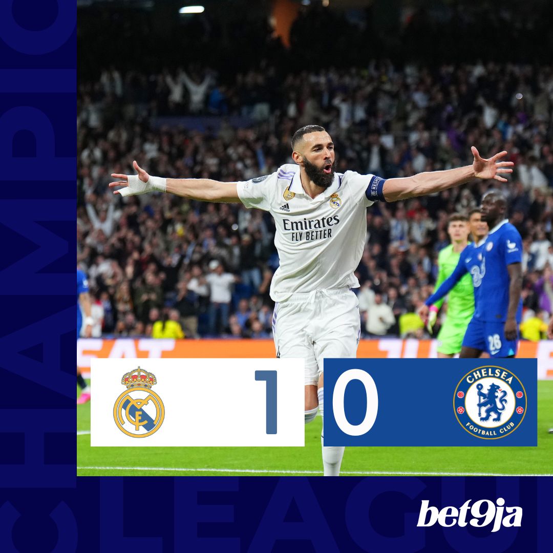 Bet9ja on Twitter "HalfTime ⚪️ Real Madrid 10 Chelsea🔵 Benzema's