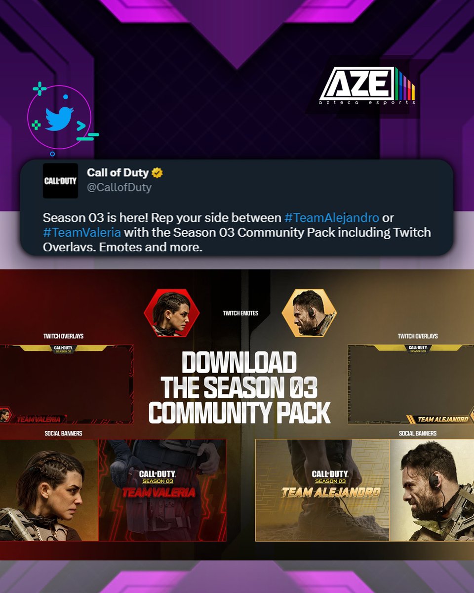 TVAztecaEsports's tweet image. Ya está disponible la temporada 03 en Call of Duty🔥

¿Eres #TeamAlejandro or #TeamValeria?🤩

#Warzone #ModernWarefareII #CallofDuty #VideoGames