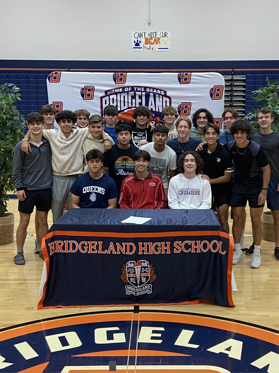 Congrats to Landon, Rob, and Noah!

Always exciting to have Bears go play at the next level. Excited to see what these guys accomplish in their next chapter. #BridgelandBest

@BridgelandCFISD @bhabc_bears @RadfordMSOC @QueensMSOC @crusoccer