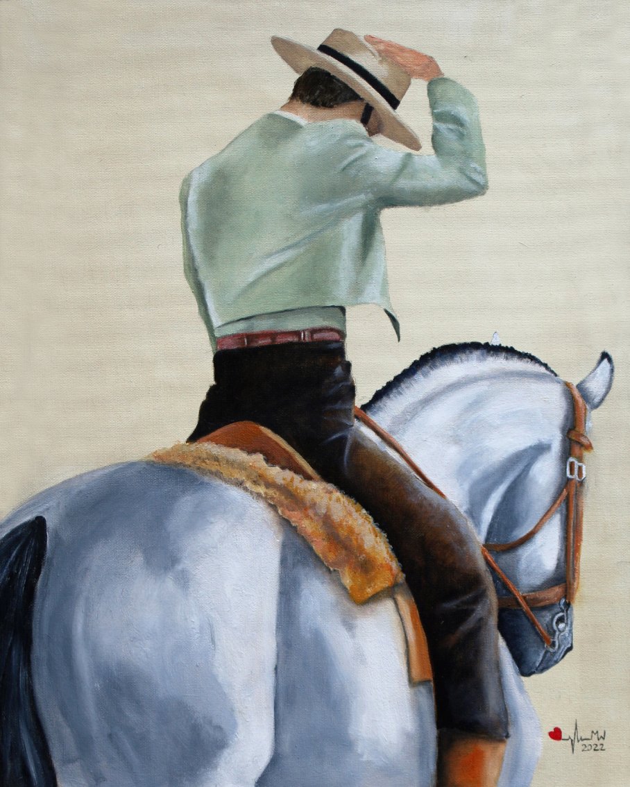 MandeighEquiArt's tweet photo. Still a favourite...making sure your hat is secure before the speed test in the #portugese #workingequitation #equestrianartist #horses #art #oilpainting
https://t.co/ULXsxsiJ9x https://t.co/aNMEjPojpl