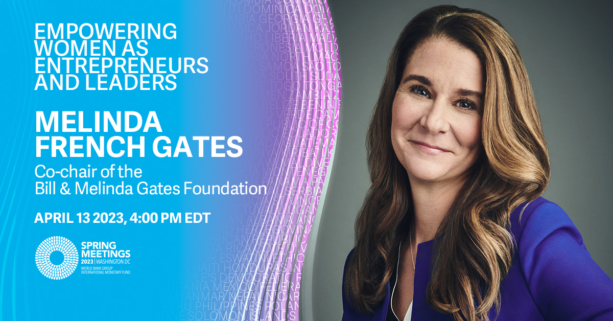 This Thursday, watch @melindagates discuss the importance of women in leadership and why we must tap into women's economic power, in a conversation hosted by @worldbank. #ReshapingDevelopment 
 
Sign up for the event here:  
bit.ly/41siEUt