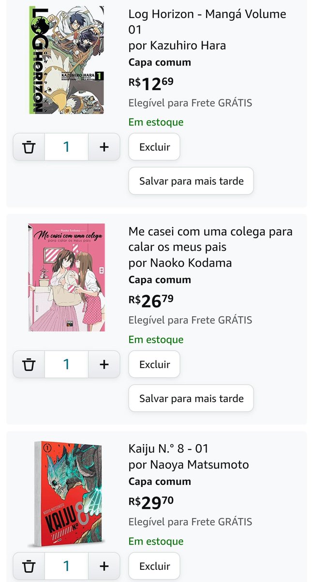 comprei esses mangás pra ler o mês inteiro kaiju n8 e kon eu sei que é bom verei o resto