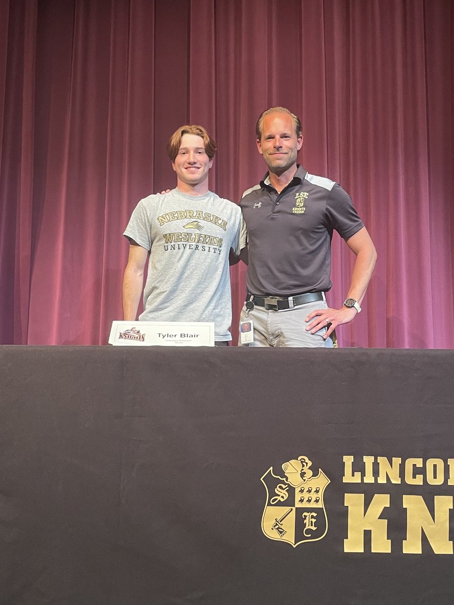 Congrats to LSE Tennis senior Tyler Blair and his commitment to play at Nebraska Wesleyan in the Fall! Go Knights, Go P-Wolves!!!