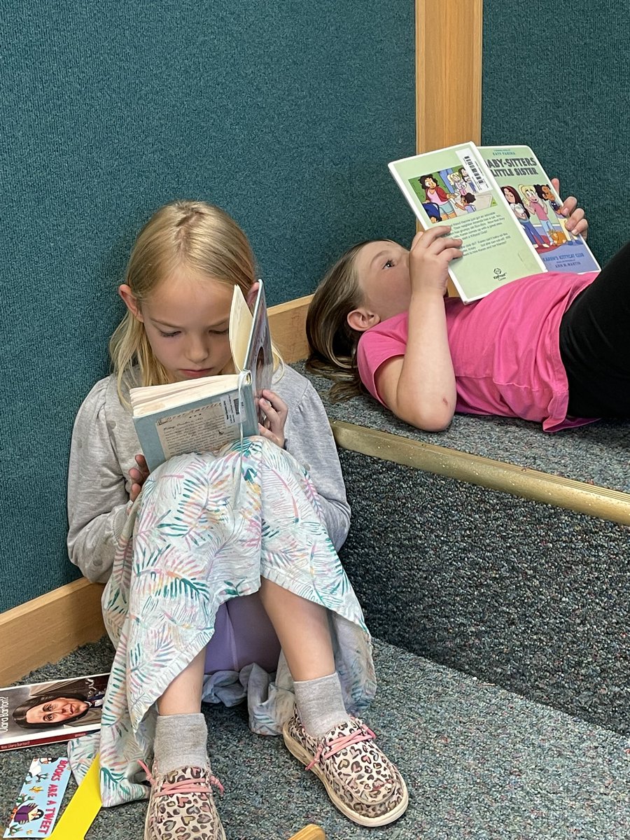 laurenbpish's tweet photo. When it’s DEAR day & Library day…of course we have some drop everything & read time after our read aloud & book checkout! @WeinertES @MatsRead @SeguinISD #DEARday #DropEverythingAndRead #SeguinReads #MatsRead https://t.co/HeTWMrs1em