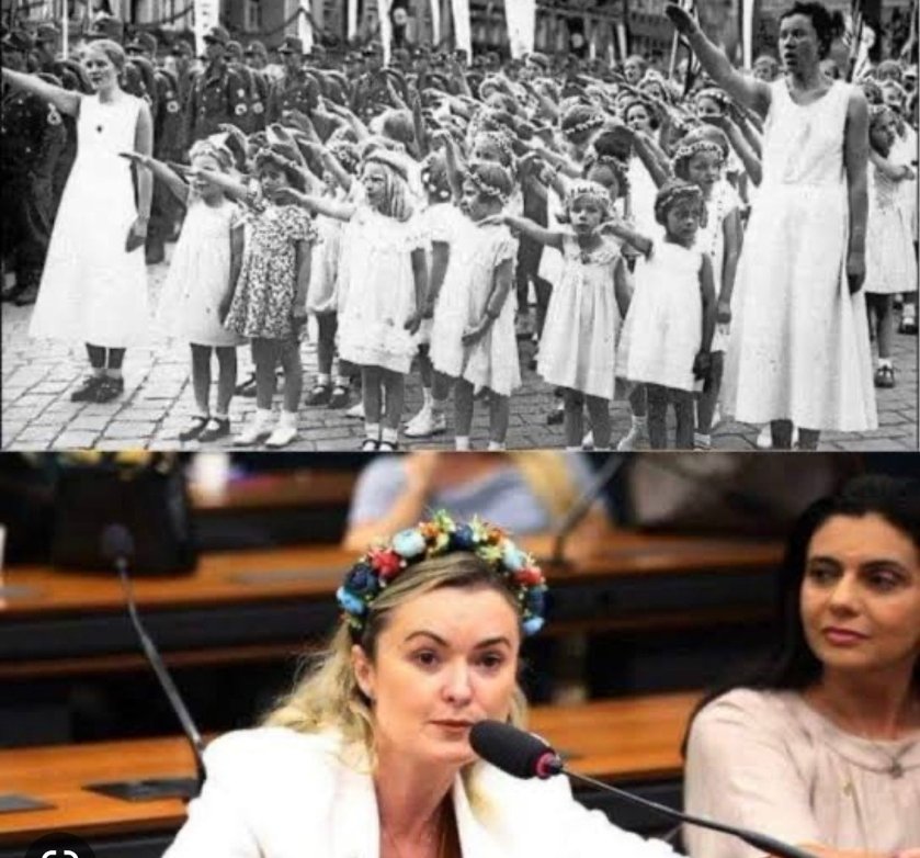 É a deputada dos acessórios iguais usavam NAZISTAS, mas é só coincidência, tá?