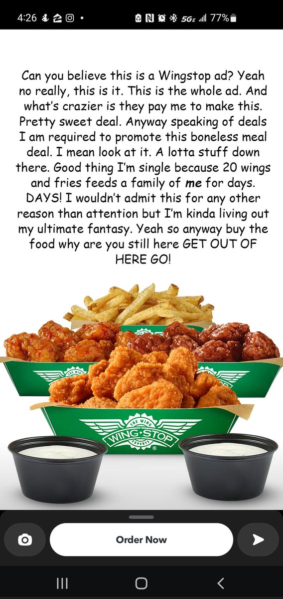 HeyItsKay28's tweet photo. I fully believe that @awsten made this wing stop ad https://t.co/Z4eePxIT4Z