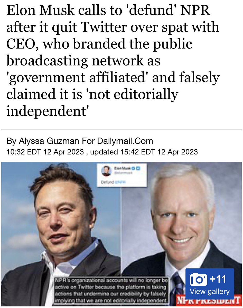 EmilyAce1111's tweet photo. NPR quits Twitter after spat with Elon Musk! 😘✌️😂 https://t.co/jTiPKQL7zZ