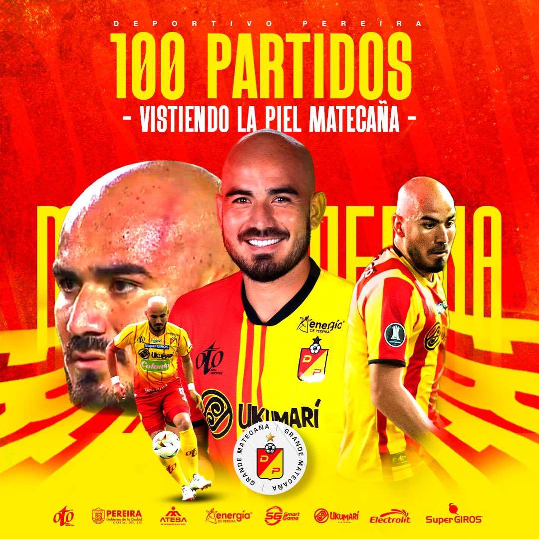 DeporPereiraFC's tweet photo. 💛❤️ @MaicolMed15 hoy juega su partido número 100 con la piel del campeón de Colombia, EL GRANDE MATECAÑA 😍👏🏻👏🏻 https://t.co/zalCLHltBB