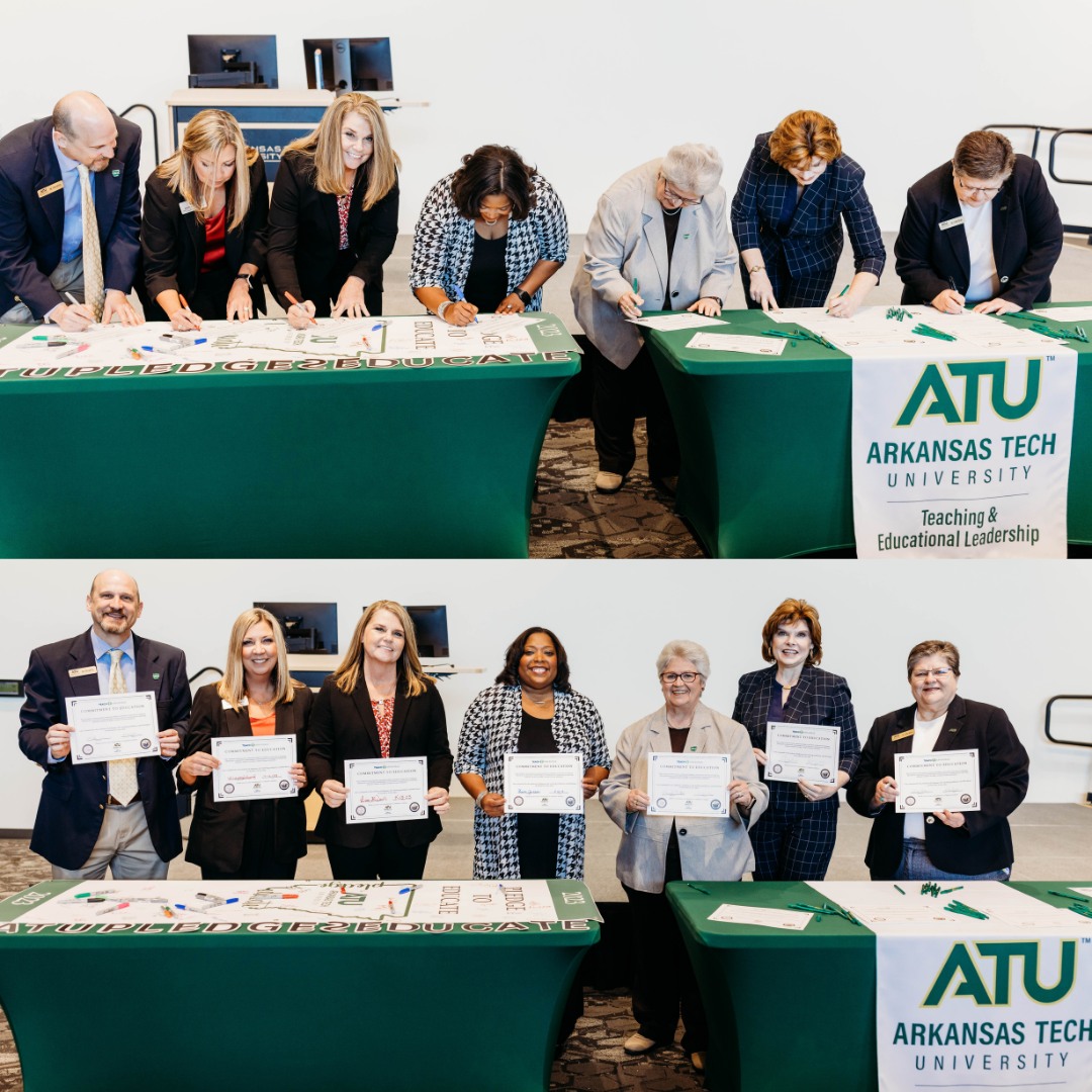 atueducation's tweet photo. We want to thank EVERYONE for coming to our Educator Commitment Signing Day event! It went off without a hitch! Special thank-you to our guests from local schools and our lifelong educators here at ATU!  #atupledge2educate #arkansastech #education #commitmenttoeducation https://t.co/nexlPq2Qdy