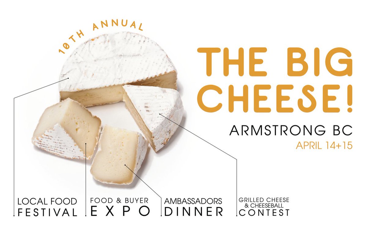 BuyBC (@eatdrinkbuybc) on Twitter photo The 10th annual Big Cheese Festival is happening this weekend in #Armstrong — celebrating everything cheese, locally produced and processed food and more.
<a href="/AstrongChamber/">Armstrong Chamber</a> For more info, visit: aschamber.com/thebigcheese.h…
.
#FoodFestival #Cheese #SupportLocal The 10th annual Big Cheese Festival is happening this weekend in #Armstrong — celebrating everything cheese, locally produced and processed food and more.
<a href="/AstrongChamber/">Armstrong Chamber</a> For more info, visit: aschamber.com/thebigcheese.h…
.
#FoodFestival #Cheese #SupportLocal