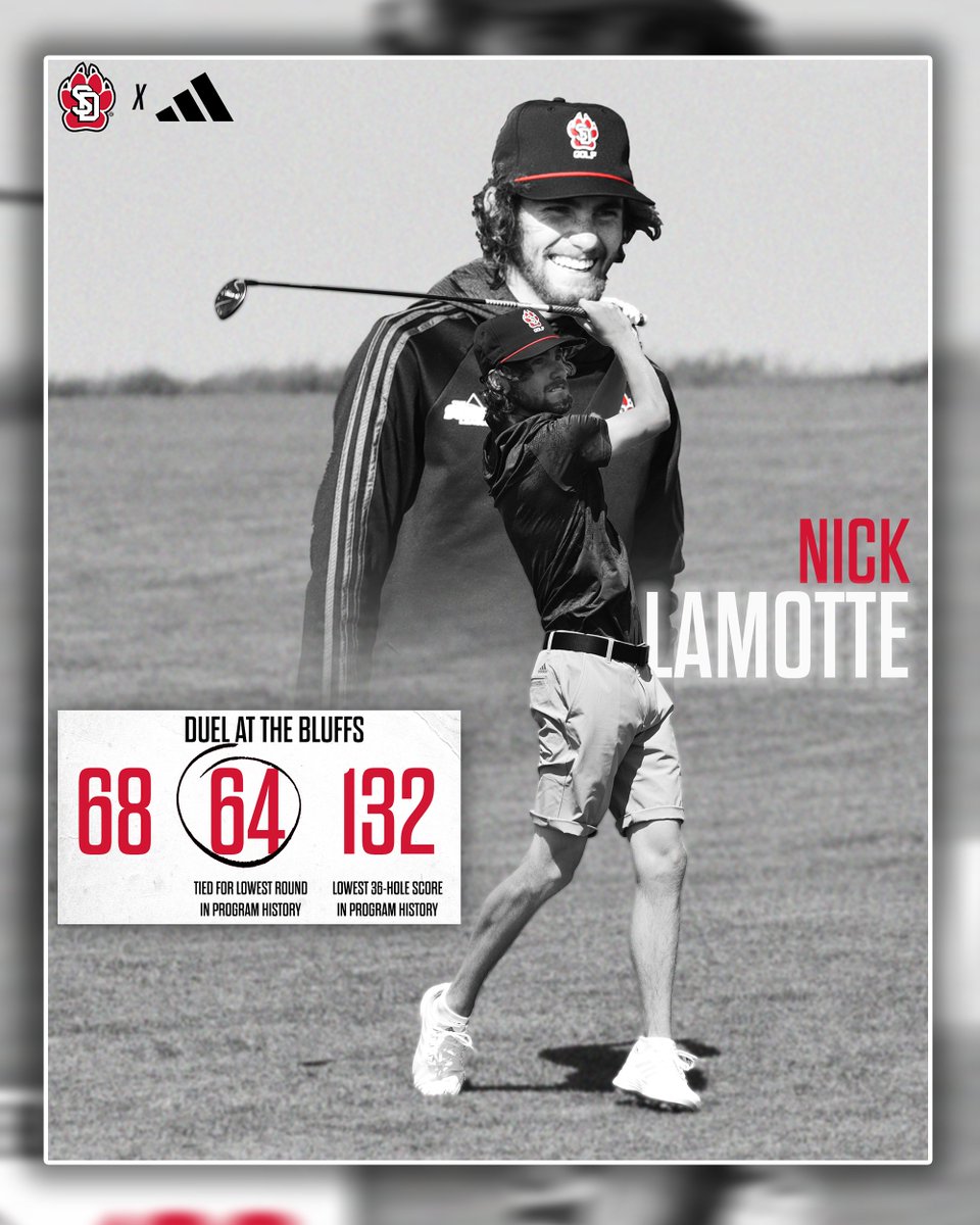 Nick was 𝙙𝙞𝙖𝙡𝙚𝙙 𝙞𝙣 on Monday 🎯 His second round score tied for the lowest round in program history and his 36-hole score set a new record for lowest in program history! #WeAreSouthDakota x #GoYotes 🐾