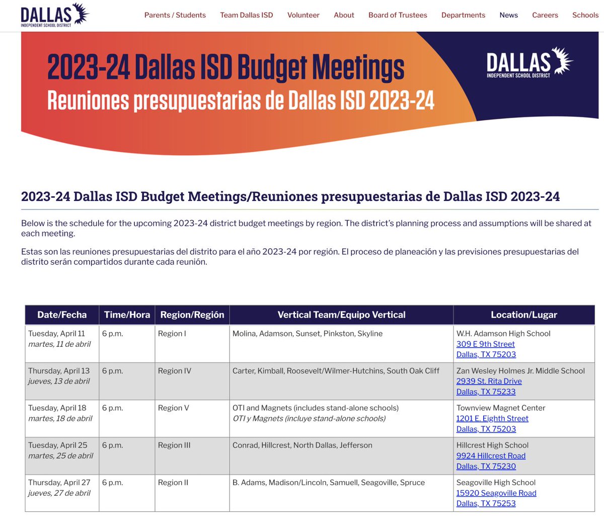 Be a part of the big decisions of Dallas ISD...
Sea parte de las grandes decisiones del Dallas ISD...