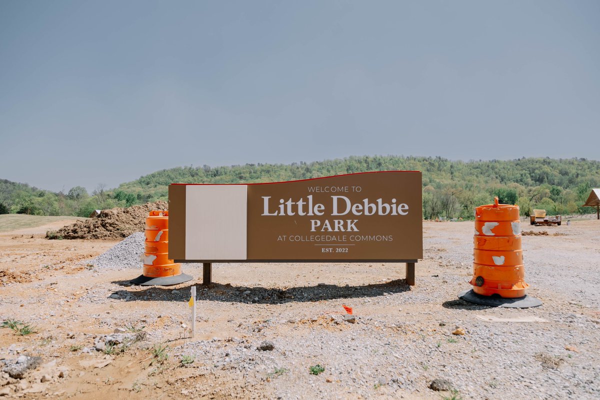 CollegedaleTN's tweet photo. The construction of Little Debbie Park is showing some great progress! Anticipated opening this fall! 

P.S... The Christmas Tree Cake will not be edible😔. (Please don't ask how we know)

4698 SWINYAR DR https://t.co/0P8yWV0ydX