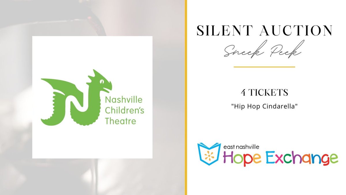 EastNHE's tweet photo. It's time for another sneak peek at some of the incredible silent auction items we'll have available at Friday's 20th Annual Wine Tasting and Silent Auction! One of our exciting items available will be 4 tickets to Nashville Children's Theatre's production of "Hip Hop Cinderella" https://t.co/NauhJZszhn