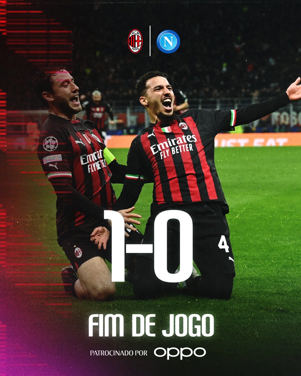 acmilanbr's tweet photo. ⏱ APITO FINAL

Grande vitória rossonera para abrir as quartas de final. Bravi ragazzi! 👏👏👏

#MilanNapoli 1️⃣-0️⃣
#SempreMilan #UCL
#CasaDaChampions https://t.co/9oc2BWpQmf