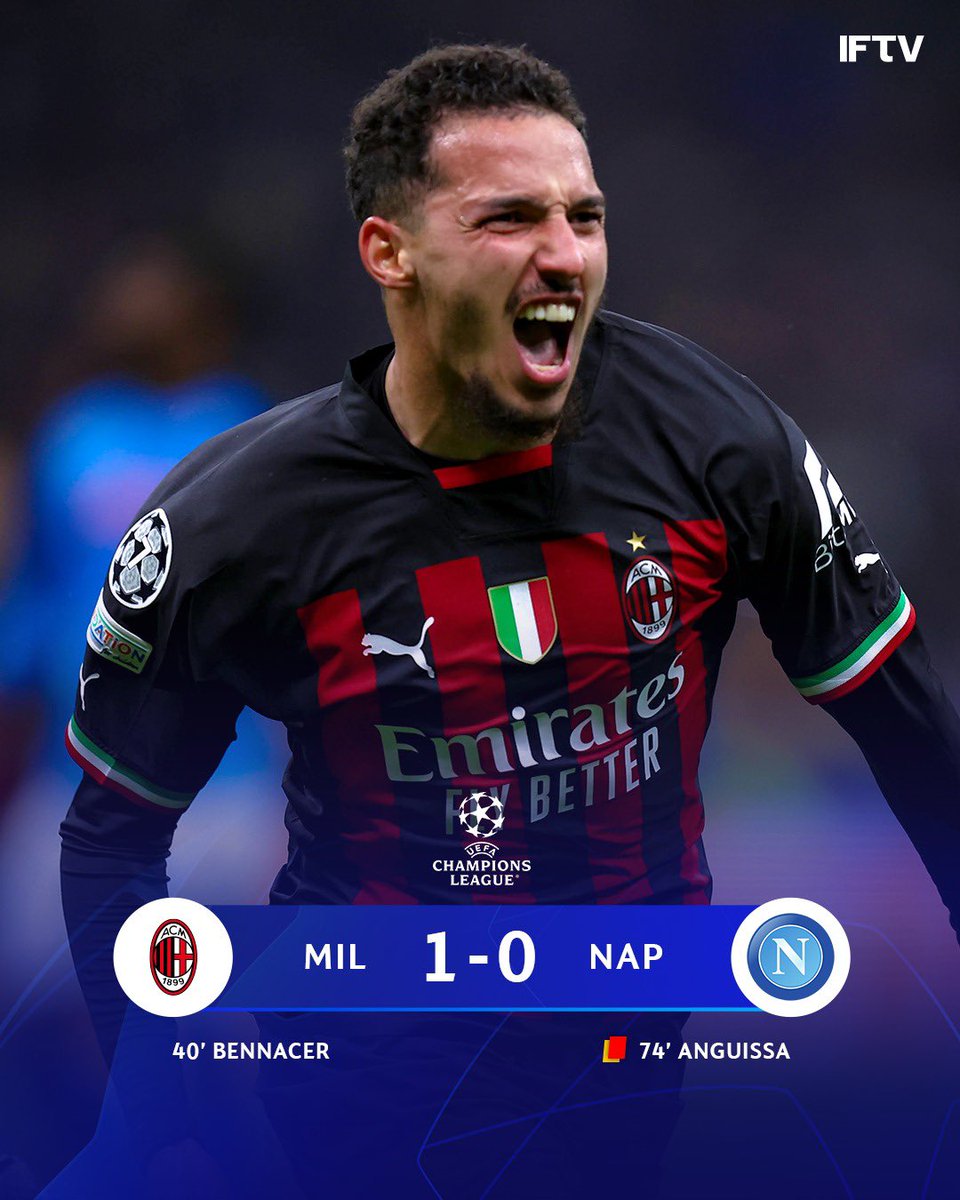 IFTVofficial's tweet photo. Milan now beat Napoli TWICE IN A ROW and have a huge advantage leading into the second leg 🔴⚫️🇮🇹

Kim (yellow card) and Anguissa (red card) will both miss the next leg 😳 https://t.co/Lj4CXYfmbD