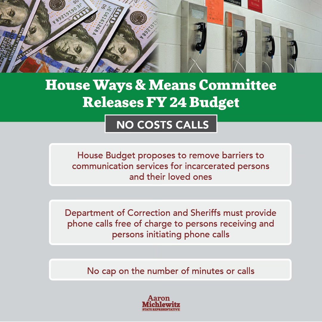 The FY24 budget we are recommending also restarts the conversation on No Cost Calls for inmates, and eliminates any cap on the number of minutes or calls for individuals.