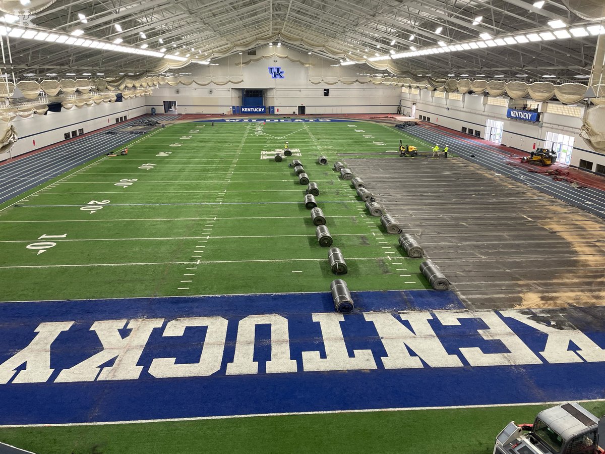 Update: Kroger Field surface installation coming along with details and logos to be added soon! 
And Nutter Field House renovation is under way!