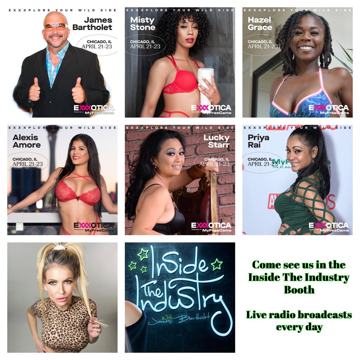 We've got a great lineup of stars for @exxxotica Chicago. Come see us April 21st 22nd 23rd