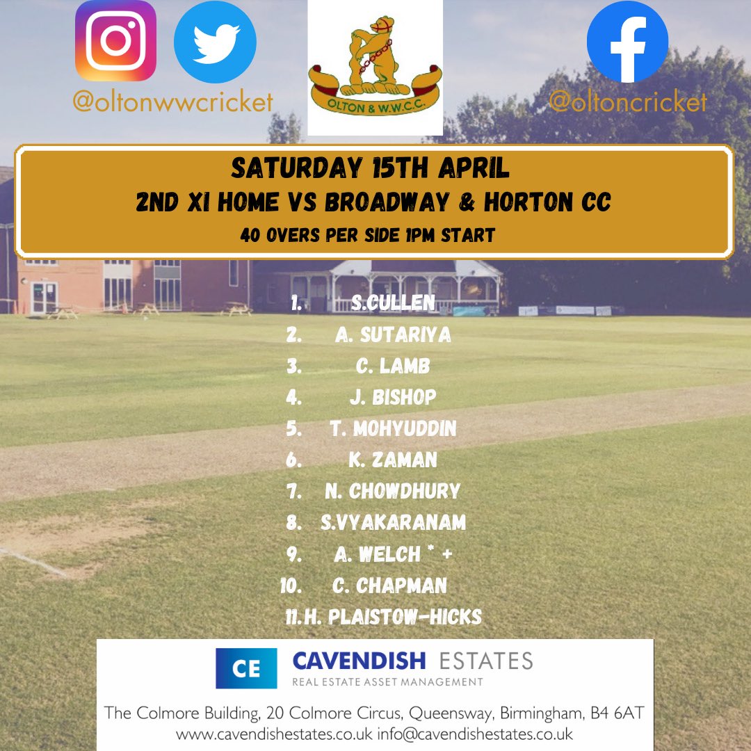 oltonwwcricket's tweet image. 🏏🏏 Cricket returns to Grange Road this Saturday as our 2nd XI welcome @BandHCricket in a pre season friendly 

#owwcc #oltoncricket #warwickshirecricket #cricket