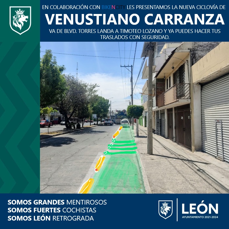 ESTRENAN CICLOVIA 
Como lo anunciamos, hoy fue inaugurada por <a href="/AleGutierrez_mx/">𝗔𝗹𝗲 𝗚𝘂𝘁𝗶𝗲́𝗿𝗿𝗲𝘇</a> la ciclovia en la que durante tanto tiempo estuvo trabajando <a href="/bikencity/">bikeNcity</a> y <a href="/DGOP_Leon/">Dirección General de Obra Pública León</a> <a href="/movilidad_leon/">Movilidad León</a> , una chulada...  
<a href="/CynChavezR/">Cynthia Chavez R</a> 
Se abre hilo👇