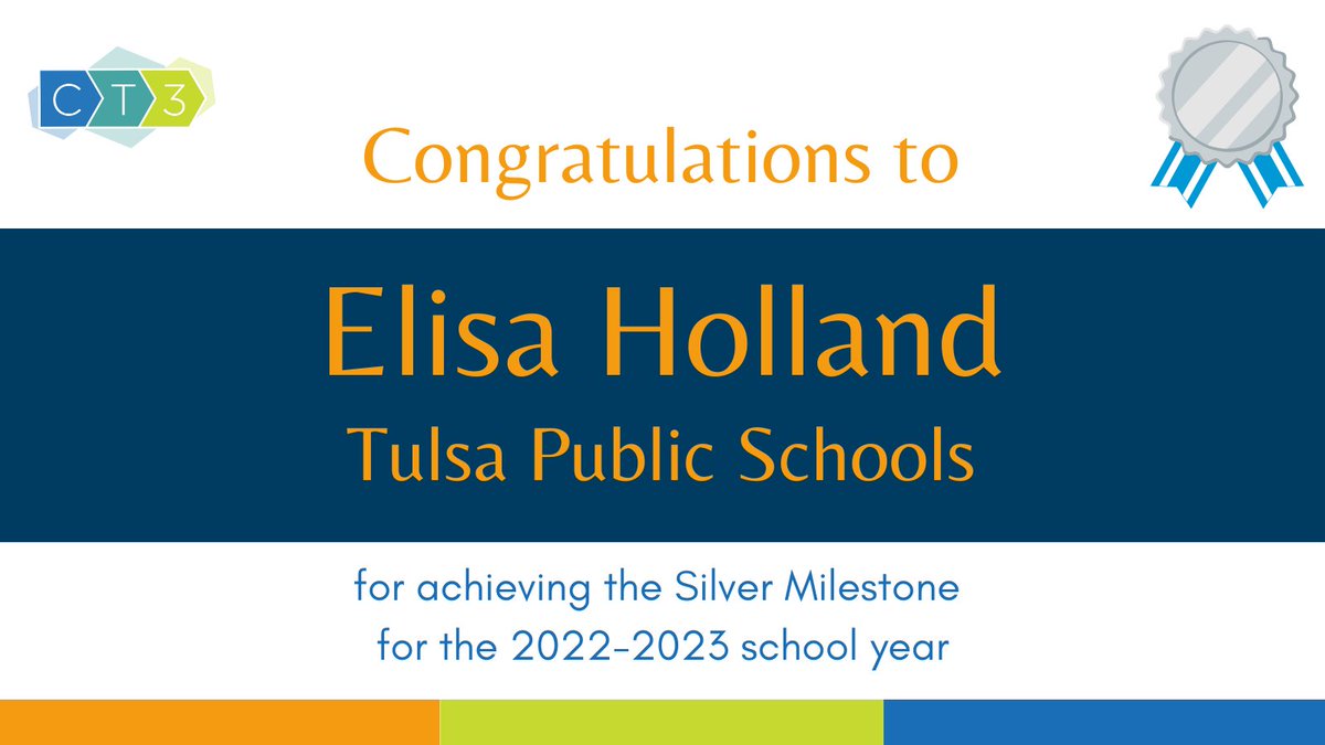 CT3Education's tweet image. #WaytogoWednesday &amp;amp; congrats to Elissa Holland from @TulsaSchools for achieving the Silver Milestone for the 2022-2023 school year! Thank you for the time you've invested in supporting educators. 

🎉 Silver = 25+ coaching cycles have been completed

#realtimecoaching #CT3Ed