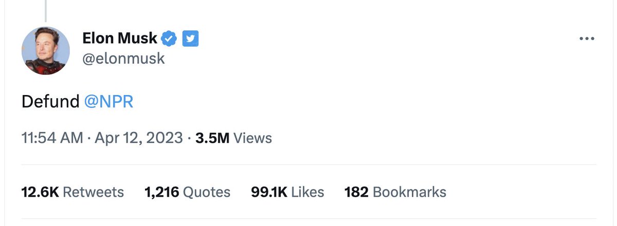 BritniDWrites's tweet image. Elno's fight w/ NPR is just to further his goal to discredit &amp;amp; degrade trusted journalistic outlets because he does not want to be held accountable for his actions. His wants to be able to act badly/recklessly without answering for it.