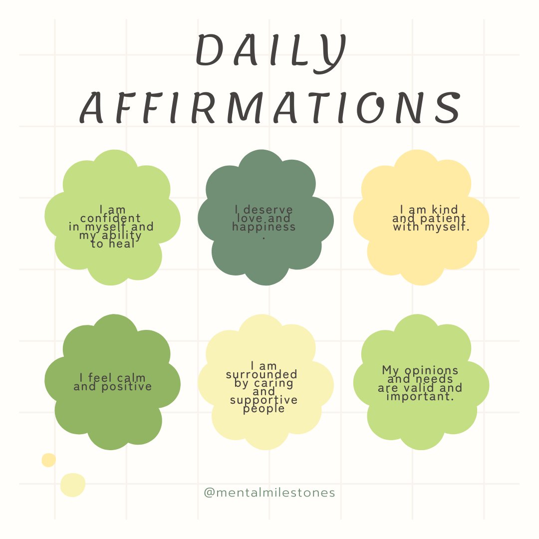 _mmilestones_'s tweet photo. Happy Wednesday everyone! Here are some great daily affirmations to try out!! Also check out our blog and subscribe to our email news letter for more mental health tips and resources!
https://t.co/WdyZzX08Uv

#collegestudent #mentalhealth #mentalmilestones #dailyaffirmations https://t.co/62hT5PG1Vt